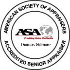 A seal that says american society of appraisers, accredited senior appraiser.